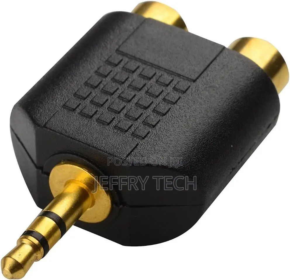 Gold Plated 3.5mm Stereo to 2-Rca Male to Female Adapter,Aud