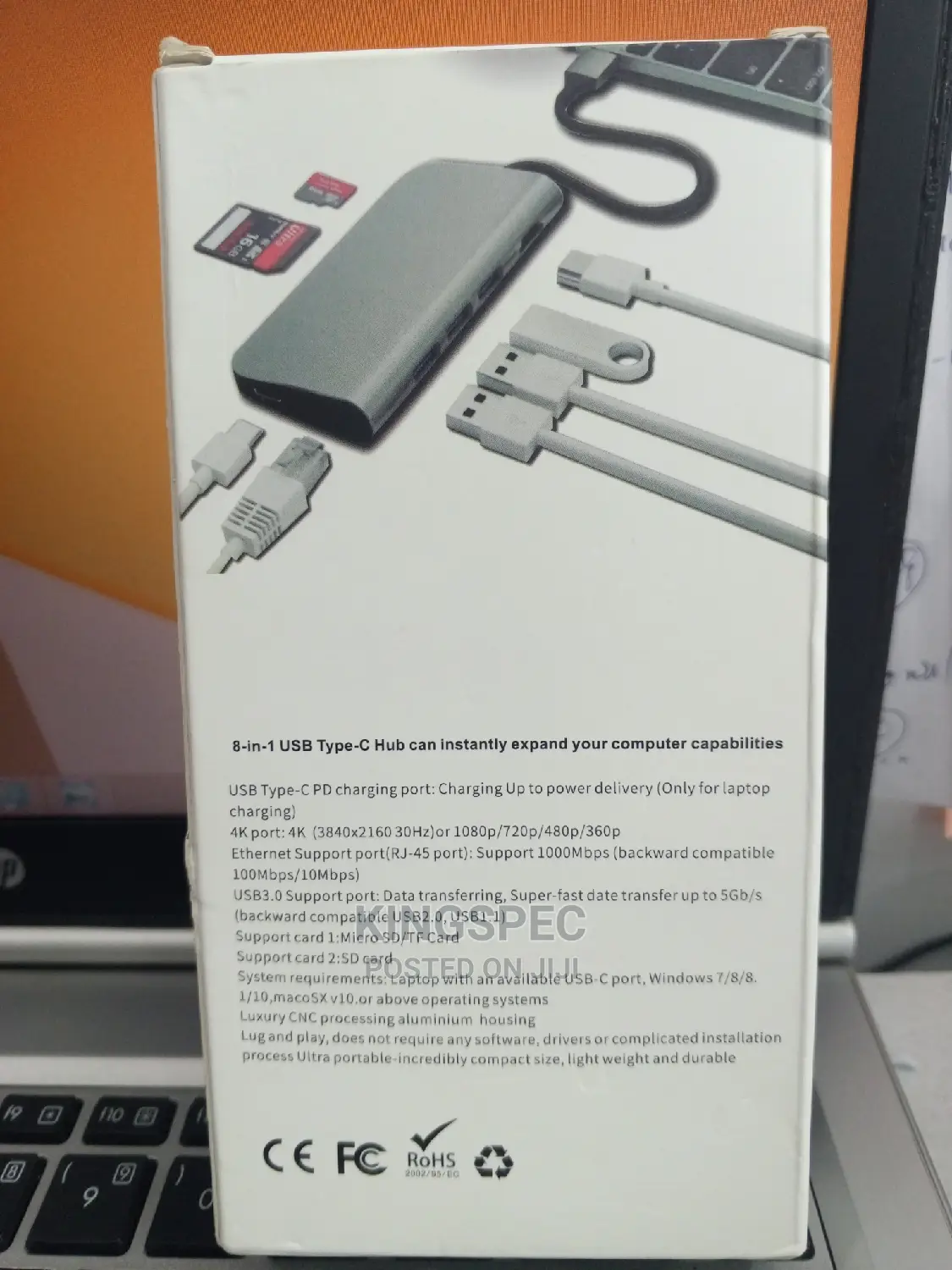 USB Type C 8 in 1 Multiport Adapter