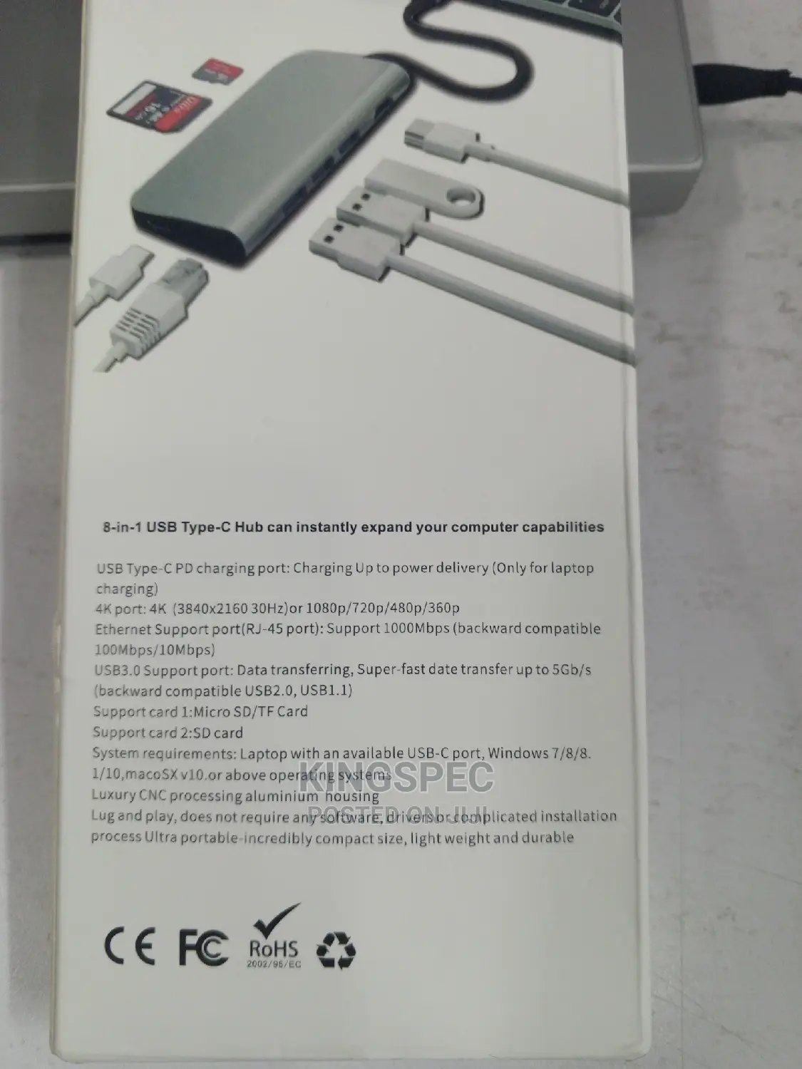 USB Type C 8 in 1 Multiport Adapter