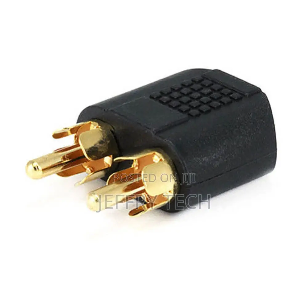 Gold 3.5mm 1/8" Stereo Female Jack to Dual RCA Male Y Splitt