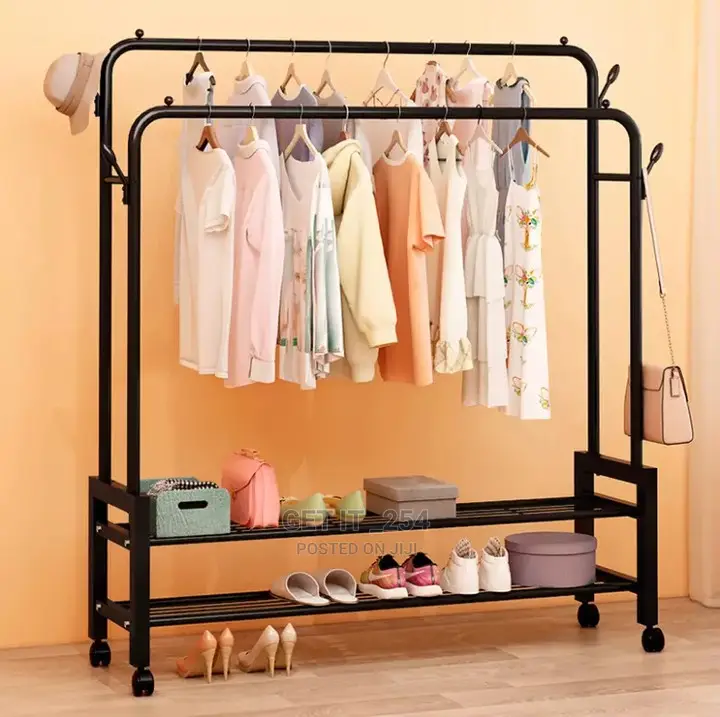 Upgraded Cloth Rack With Double Lower Storage Space