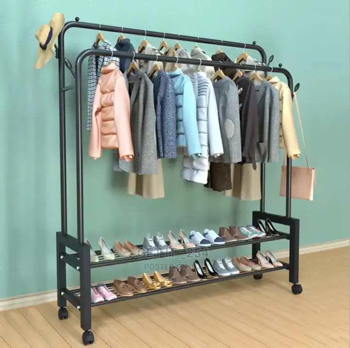 Upgraded Cloth Rack With Double Lower Storage Space