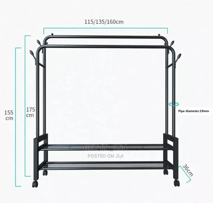 Upgraded Cloth Rack With Double Lower Storage Space