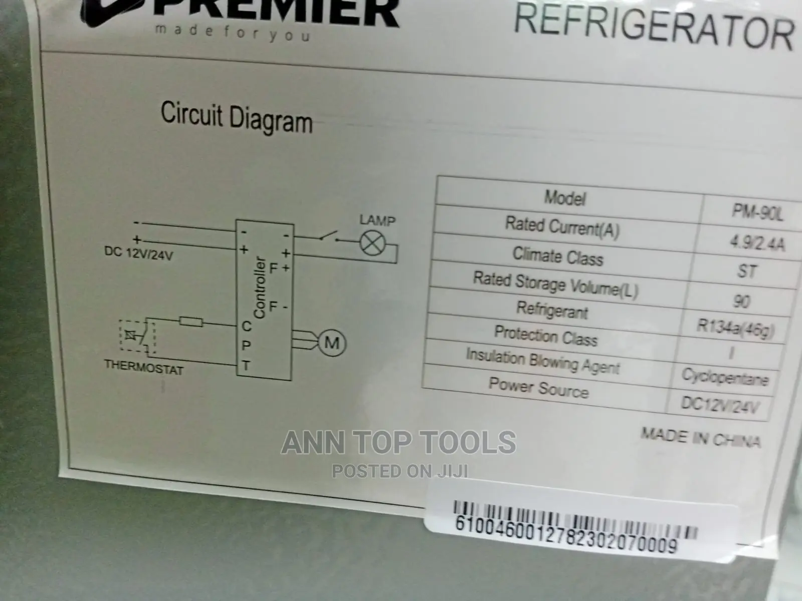 PREMIER DC 90L Solar Fridge Single Door 90litres