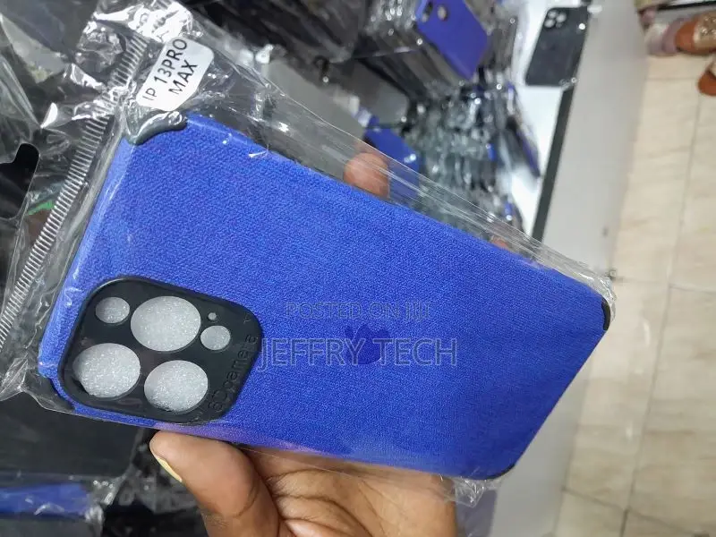 iPhone 13 Pro Max (6.7) Fabric Canvas Back Case Blue