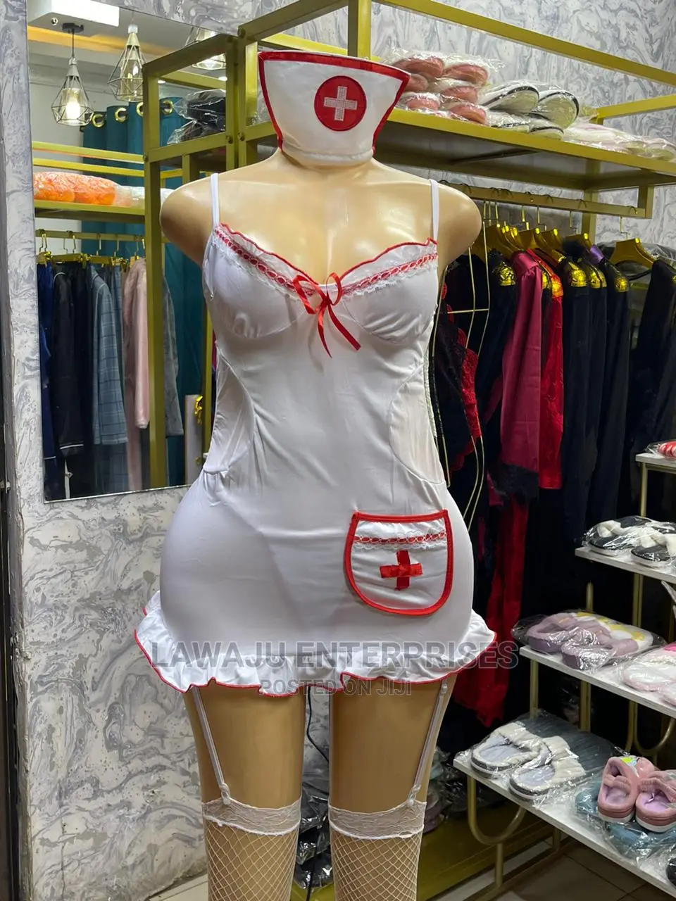 Nurse Cosplay Bodysuit Sleepwear Chemise Babydolls Lingerie