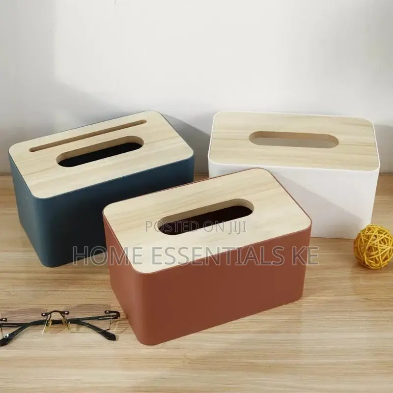 Bamboo Tissue Box for Home Office Desktop Wooden