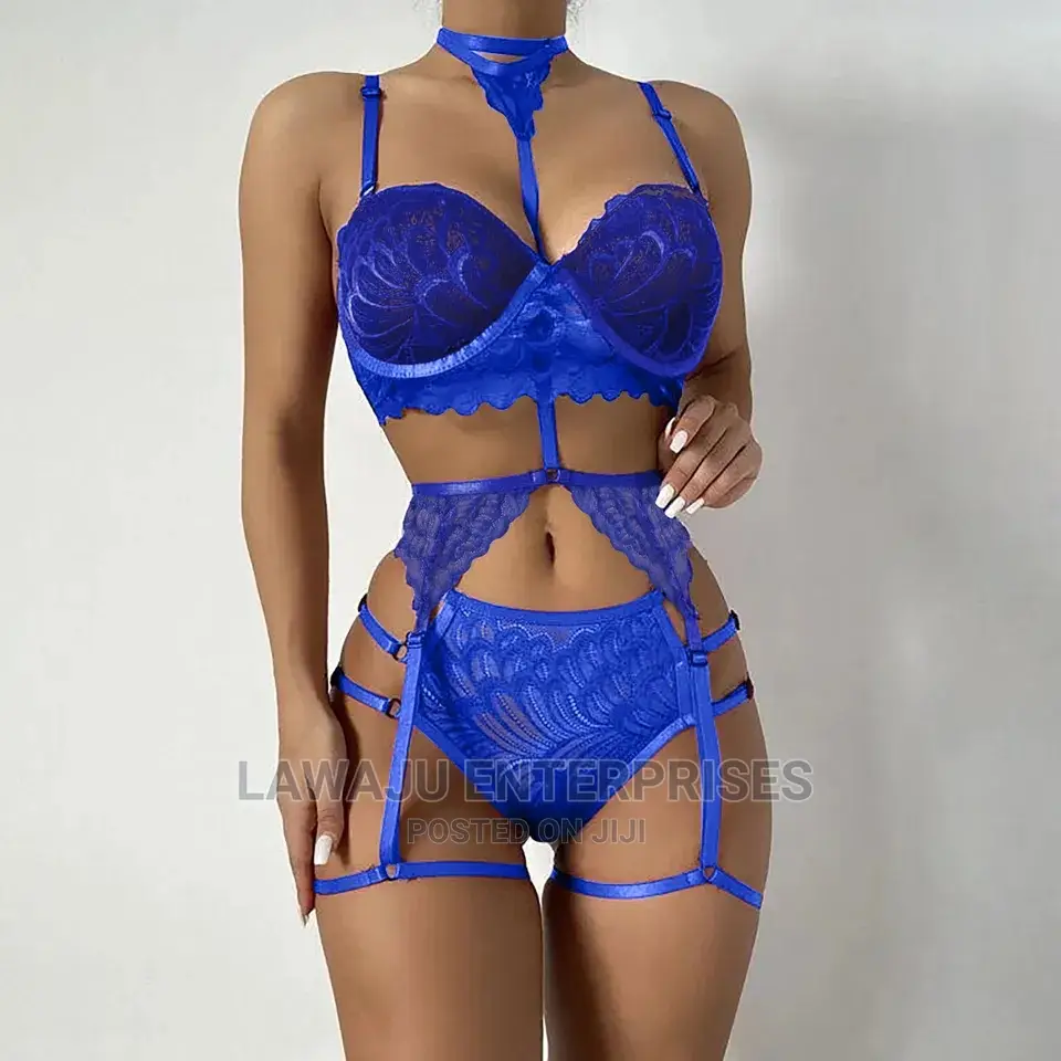 Sexy Strap Design Lace Lingerie With Collar Neckline Set