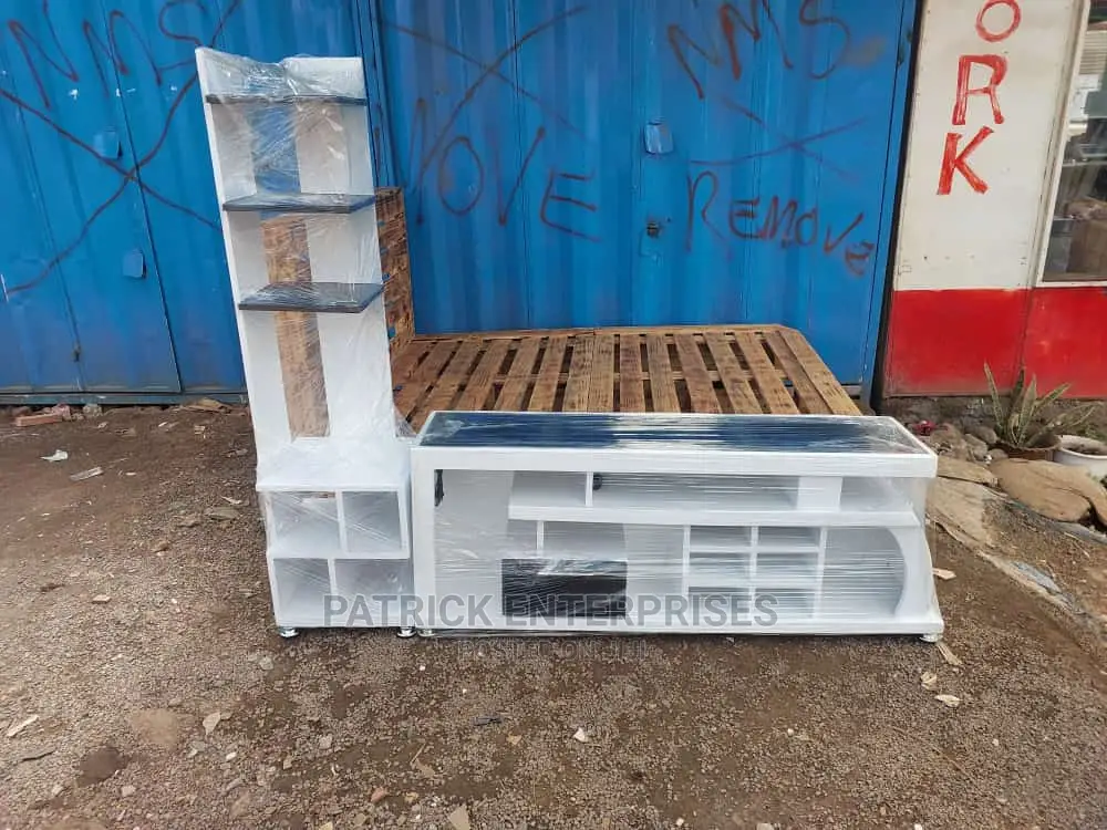 Morden Wooden TV Stand With LED Lights Plus Flowers Stand