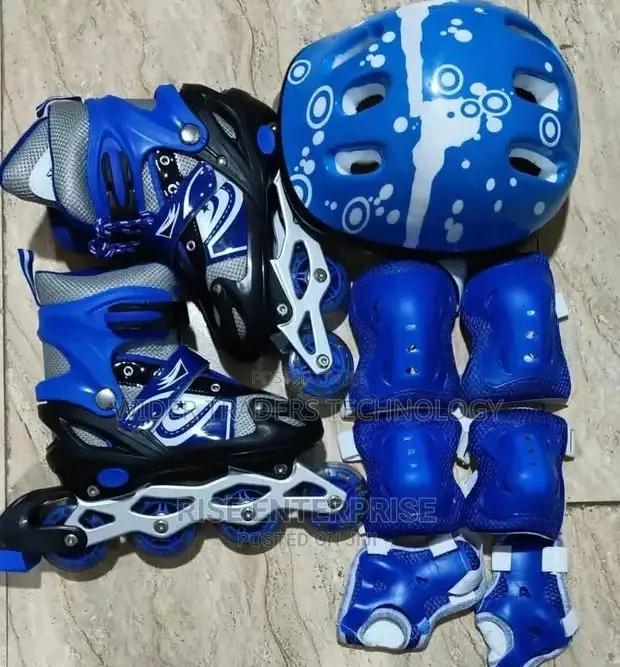 Complete Kit Blue Roller Skates Shoes