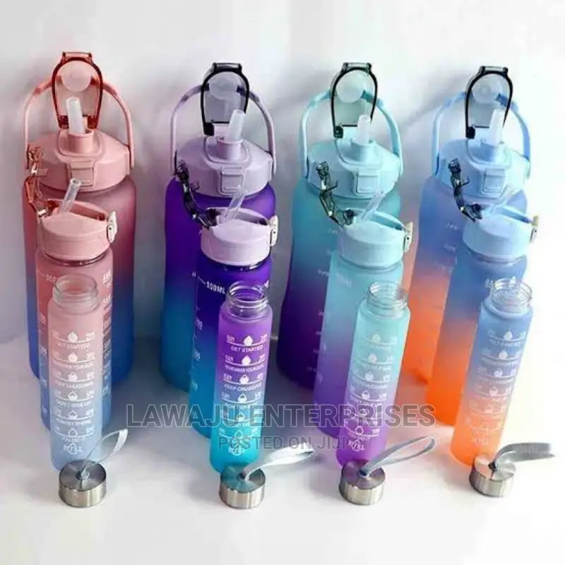 3pcs Water Bottles - 2L, 800ml, 500ml Set, Colours as Seen