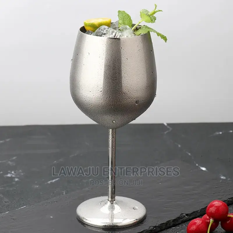 Set of 2 Stainless Steel Wine Glasses