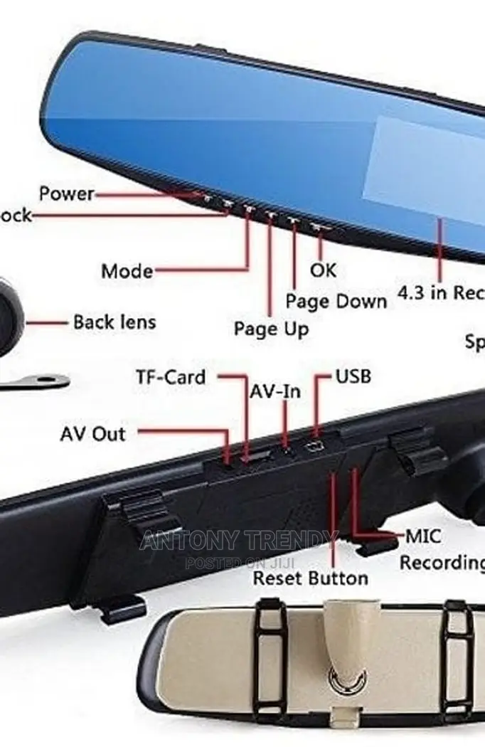 12" Rearview Mirror Dual Dash Cam