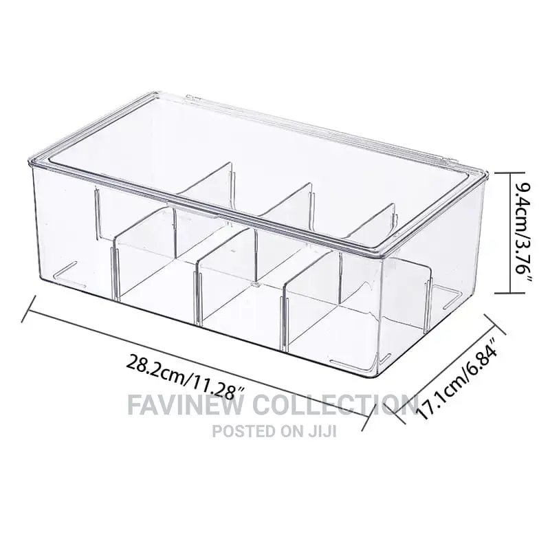 Acrylic Tea Bag Organizer With Cover Compartment Divider Box
