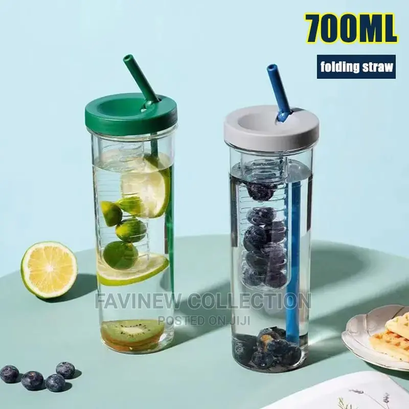 Cute Water Bottle With Foldable Straw 700ML Water Bottle