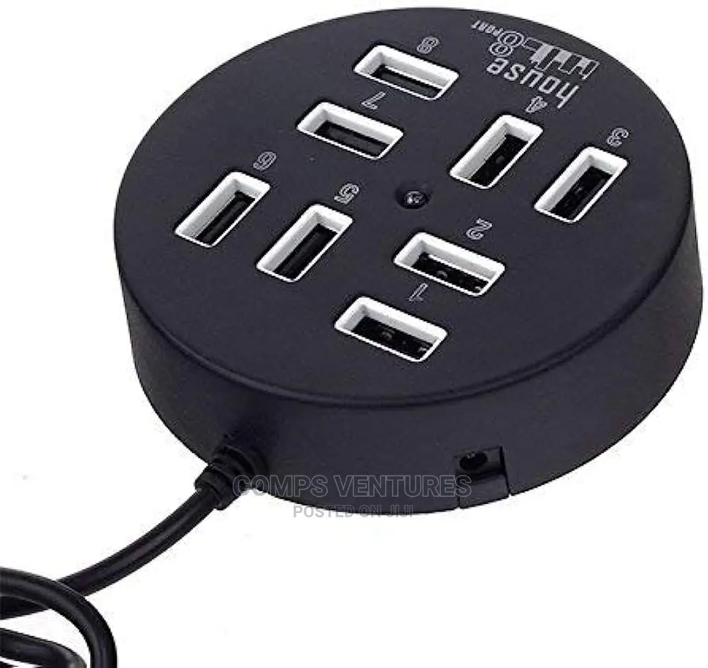Hi-Speed 8 Port USB Hub Adapter for Charging + High Speed Da