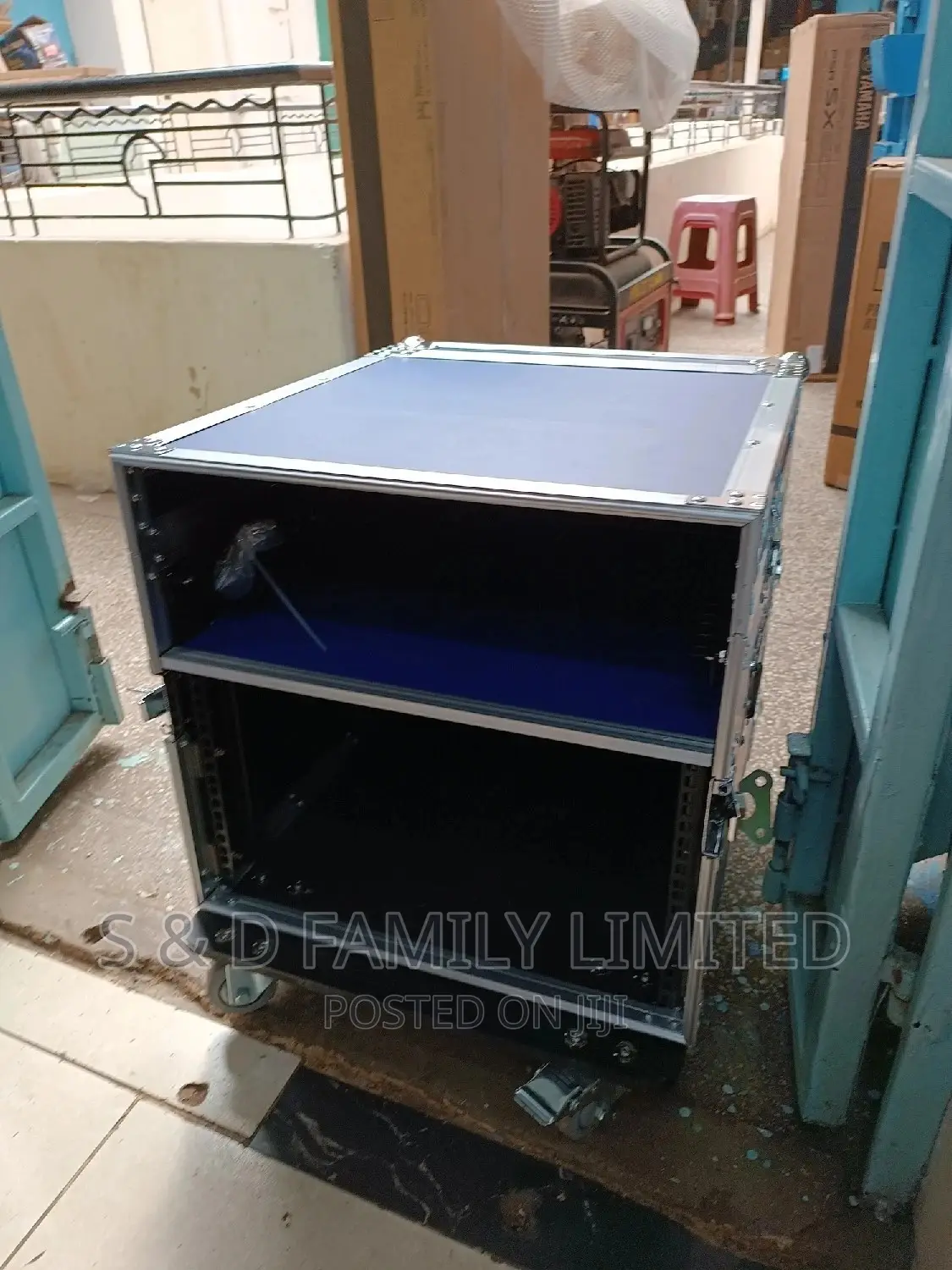 Blue 6U Open Rack Three Door