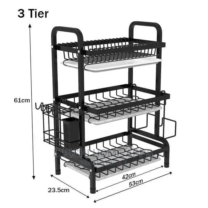 3 Tire Metallic Dish Rack