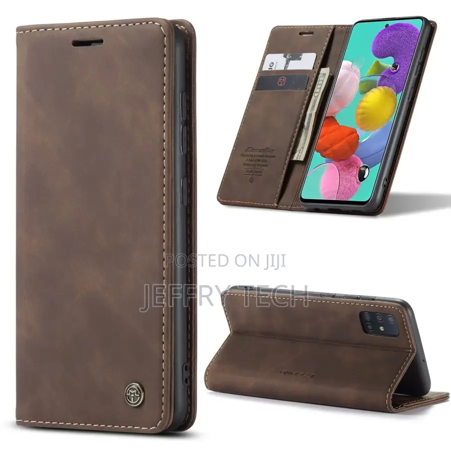 Flip Cover for Samsung Galaxy A51 (Brown, Dual Protection,