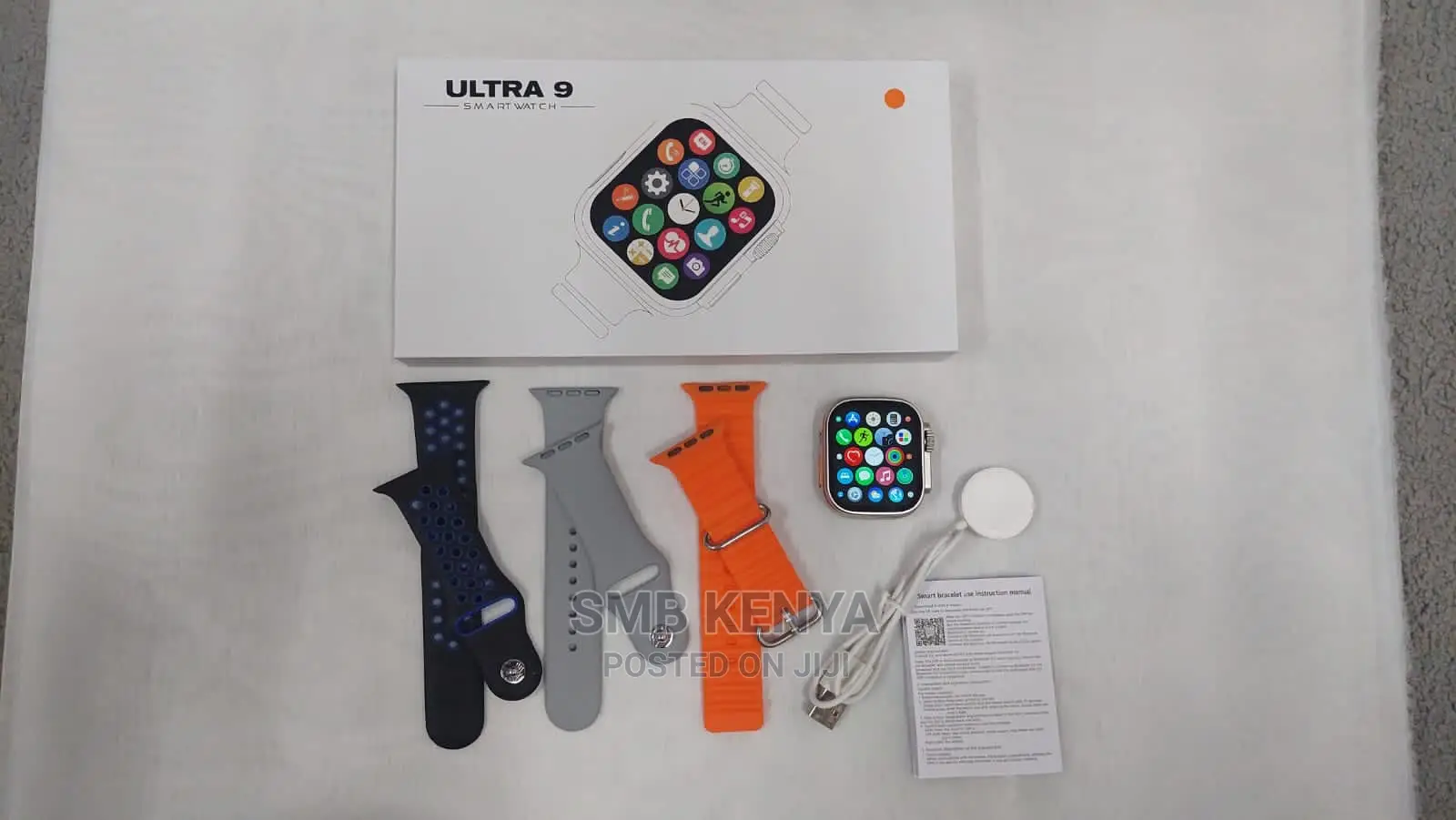 Smart Watch Ultra 9 With 3 Straps