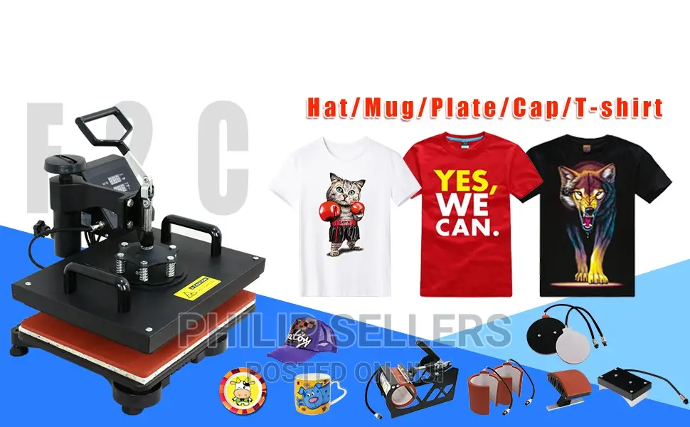 Combo Heat Press Machine T-shirt Hat Cap Mug Plate