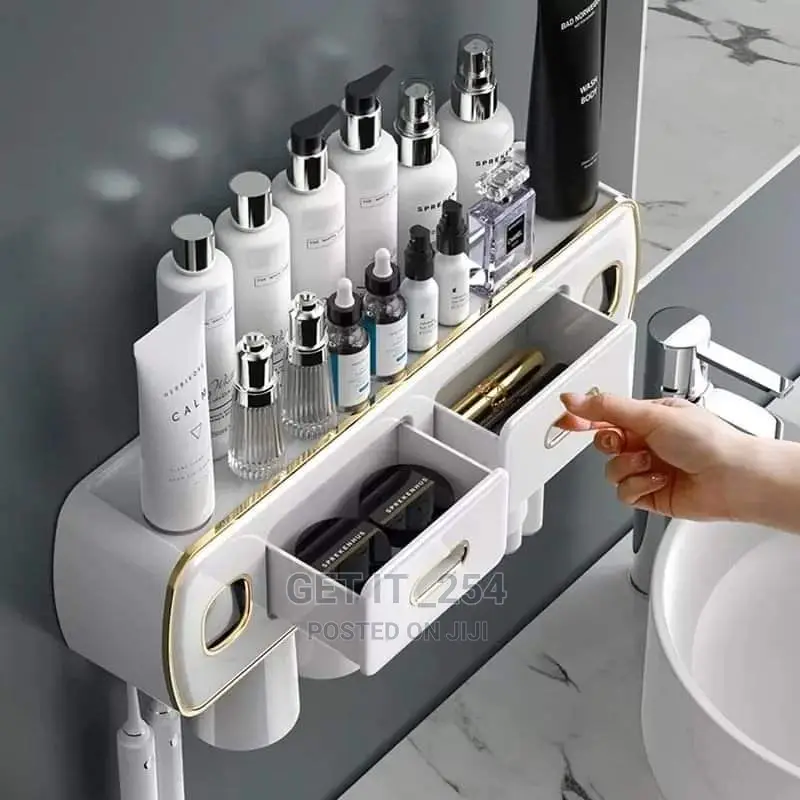 Wall Mounted Self-Adhesive Toothpaste With Toothbrush Holder