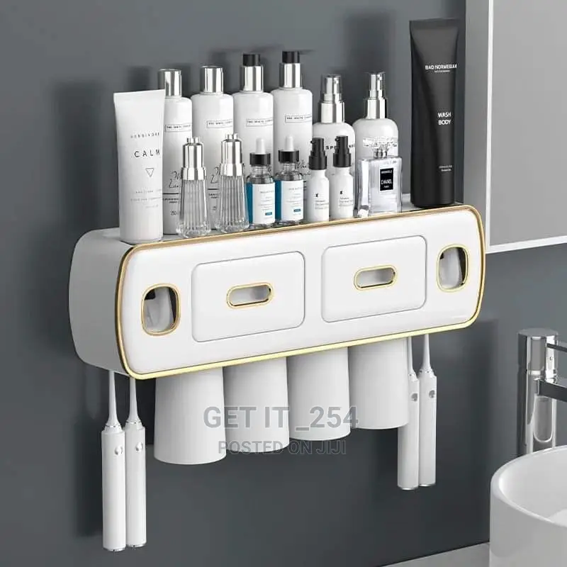 Wall Mounted Self-Adhesive Toothpaste With Toothbrush Holder