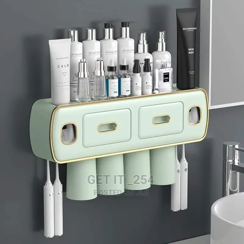 Wall Mounted Self-Adhesive Toothpaste With Toothbrush Holder