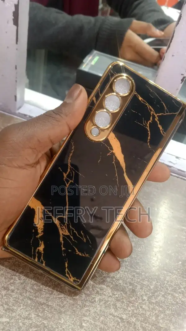 Marble Design Case for Samsung Galaxy Z Fold 4 - Black Gold