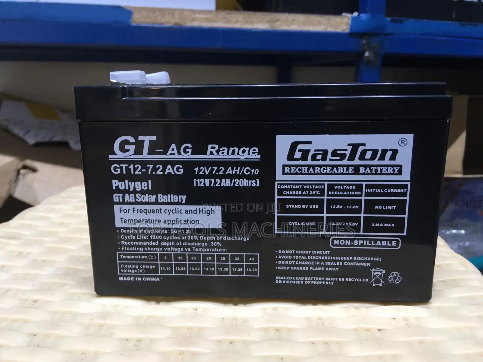 Gaston 12v/7.2ah Solar Gel Battery