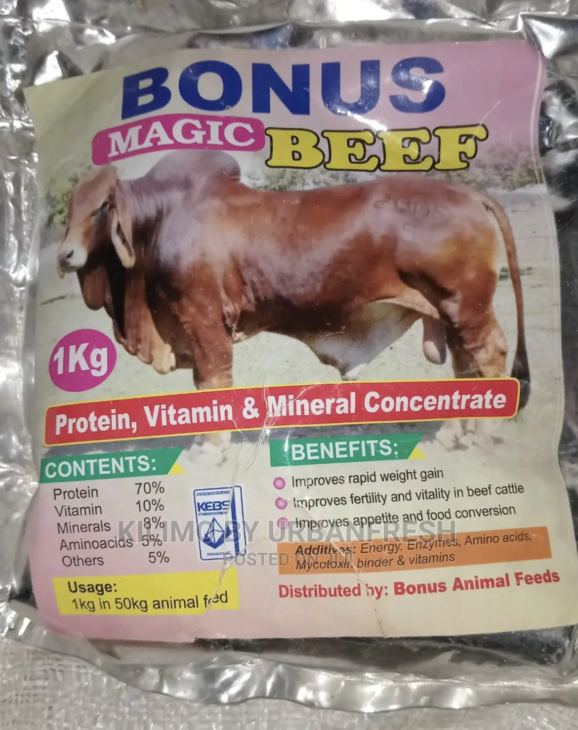 Beef Fattening Concentrate. 15kgs. 1kg to 50kg Mixing Ratio.