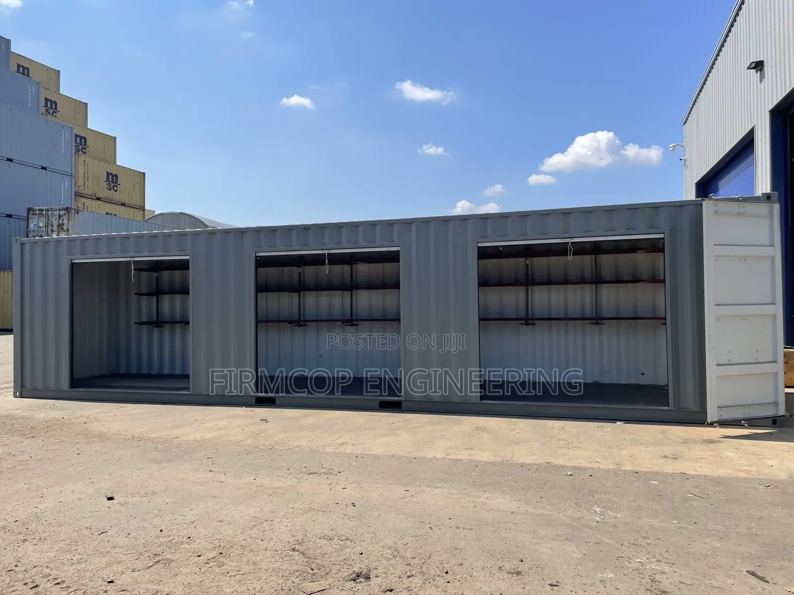 40ft Container to 3 Stalls With Shelves