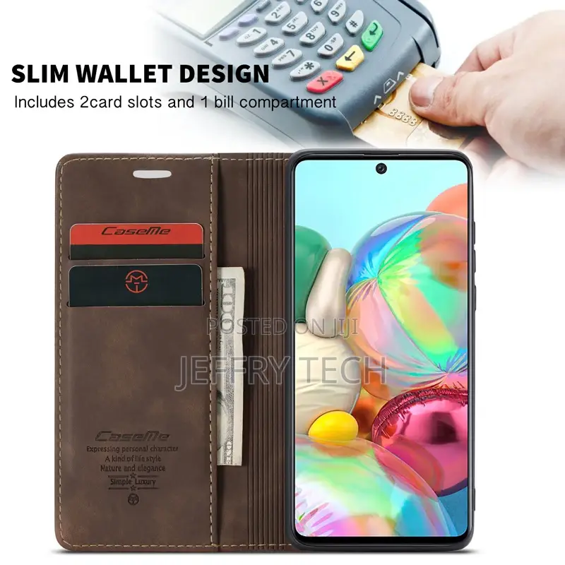 Horizontal Flap Leather Case for Samsung Galaxy A71 Brown