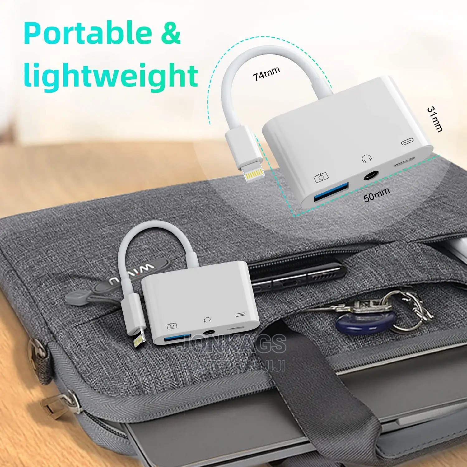 Apple Lighting to USB+ 3.5mm Audio Jack + Lighting Charging
