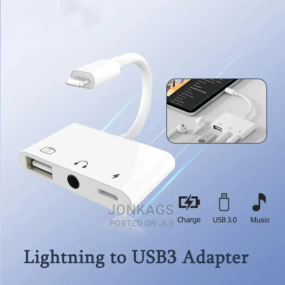 Apple Lighting to USB+ 3.5mm Audio Jack + Lighting Charging