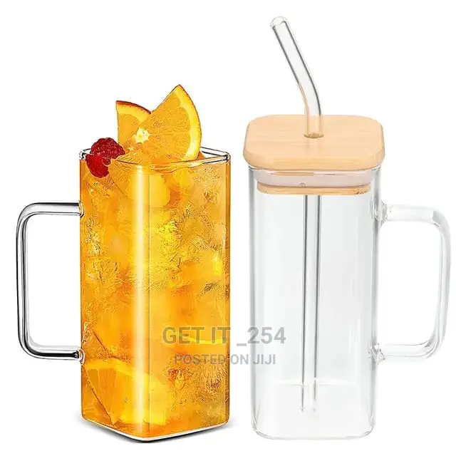 Square Transparent Borosilicate Drinking Glass Cu