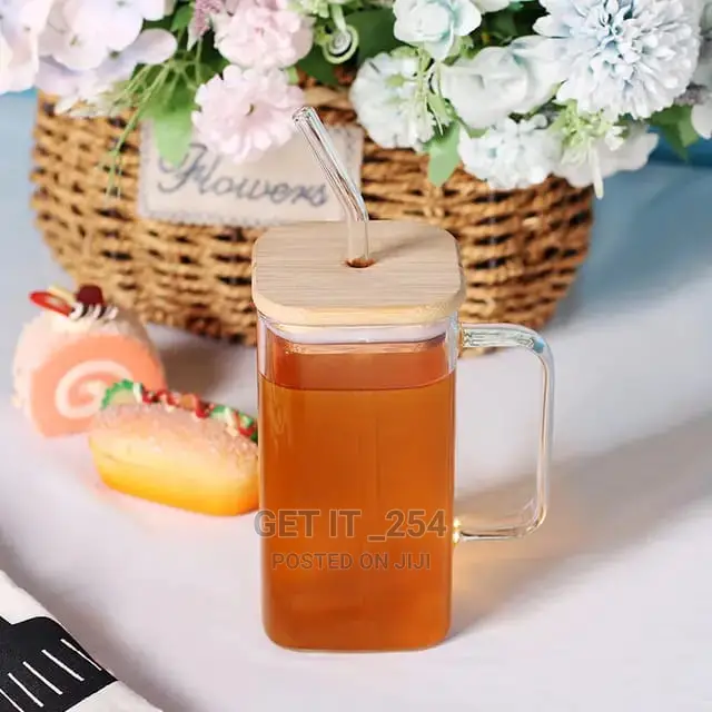 Square Transparent Borosilicate Drinking Glass Cu