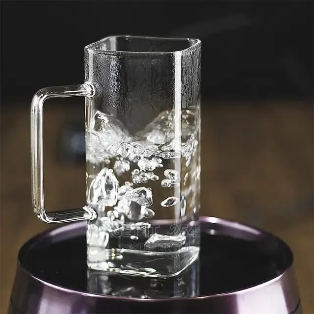 Square Transparent Borosilicate Drinking Glass Cu