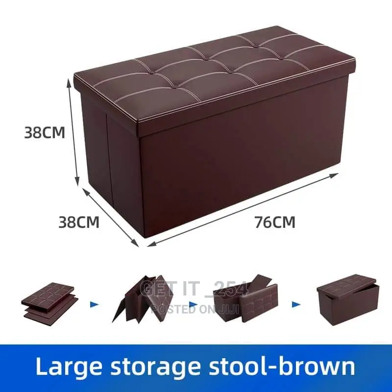 Modern Leather Foldable Ottoman Storage Box