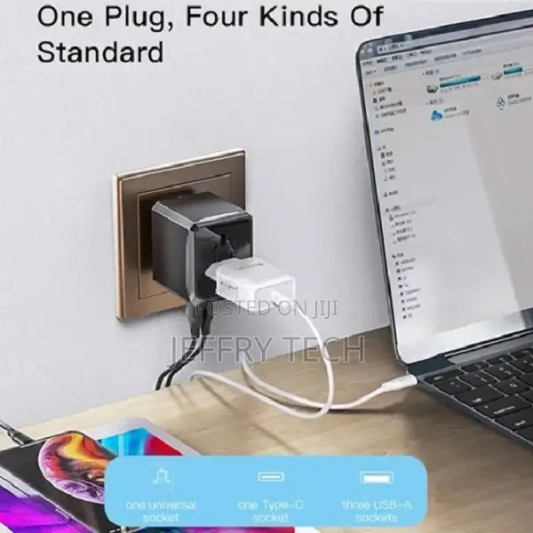 Yesido Mc10 Universal Adapter With 3 USB and Type-C Charging