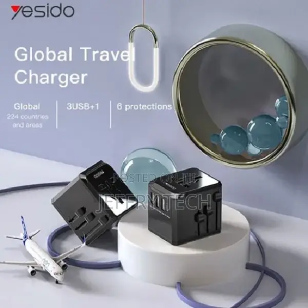 Yesido Mc10 Universal Adapter With 3 USB and Type-C Charging