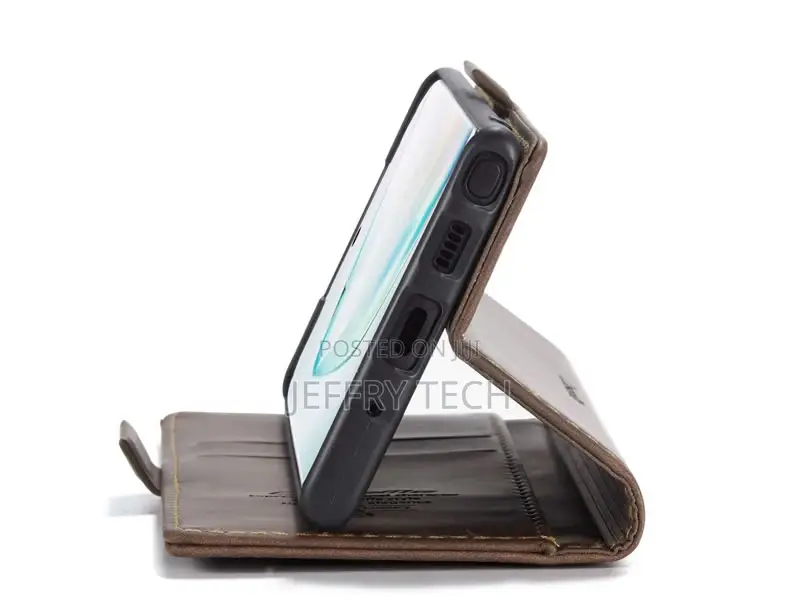 Leather Wallet Flip Cover for Samsung Galaxy Note 10 (Coffee