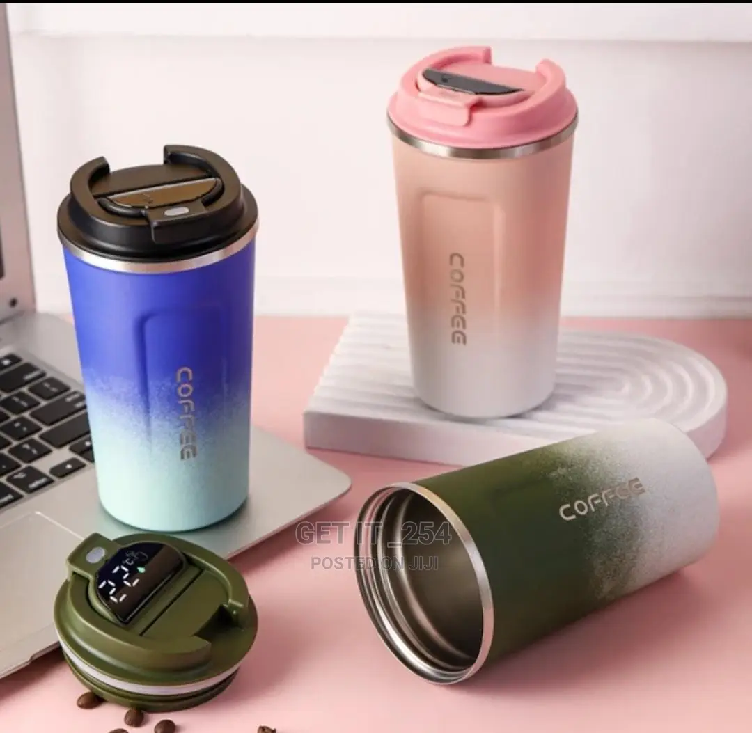 Quality Double Coloured Travel Coffee Cup Led  Thermo Flask