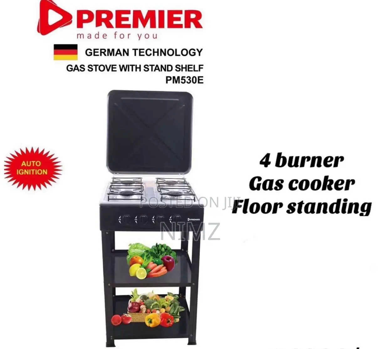 Premier Auto Ignition 4 Gas Cooker Storage Compartment