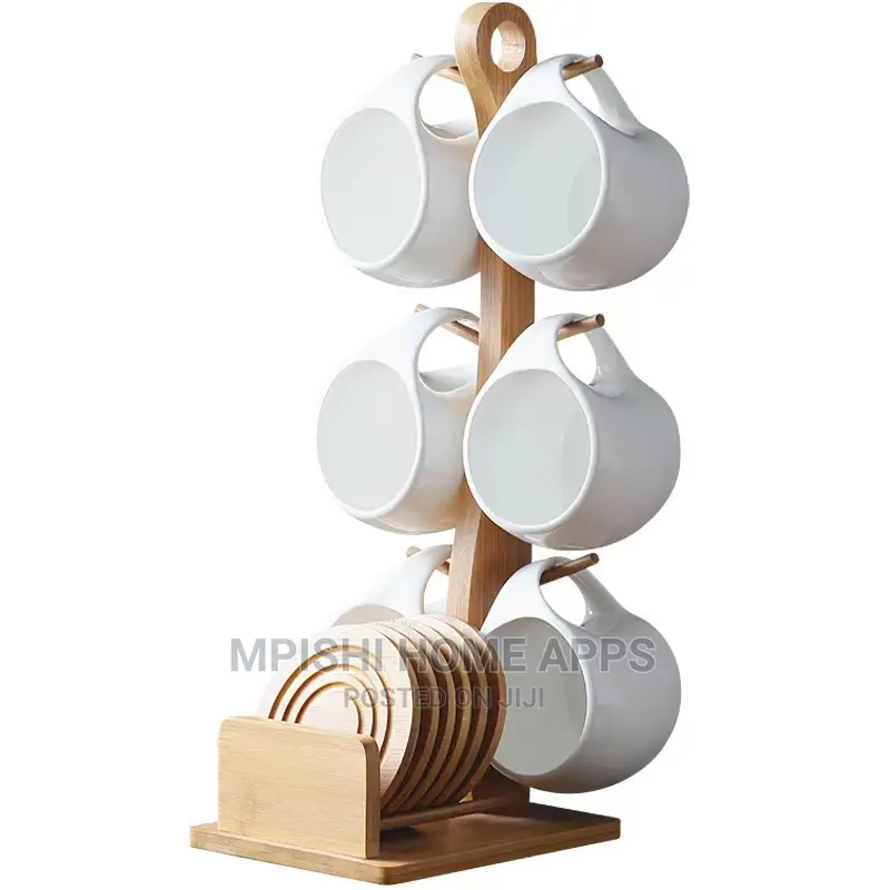 Ceramic Cups With Bamboo Stand
