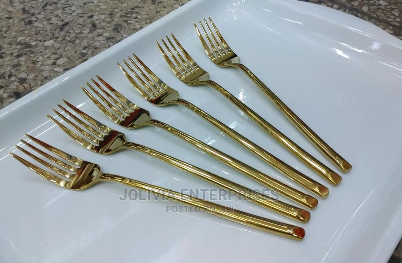*Heavy Guage Stainless Steel Gold Table Spoons and Forks
