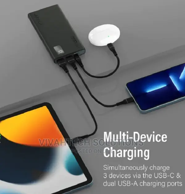 Promate 10000mah Slim Power Bank With USB-C Input and Output