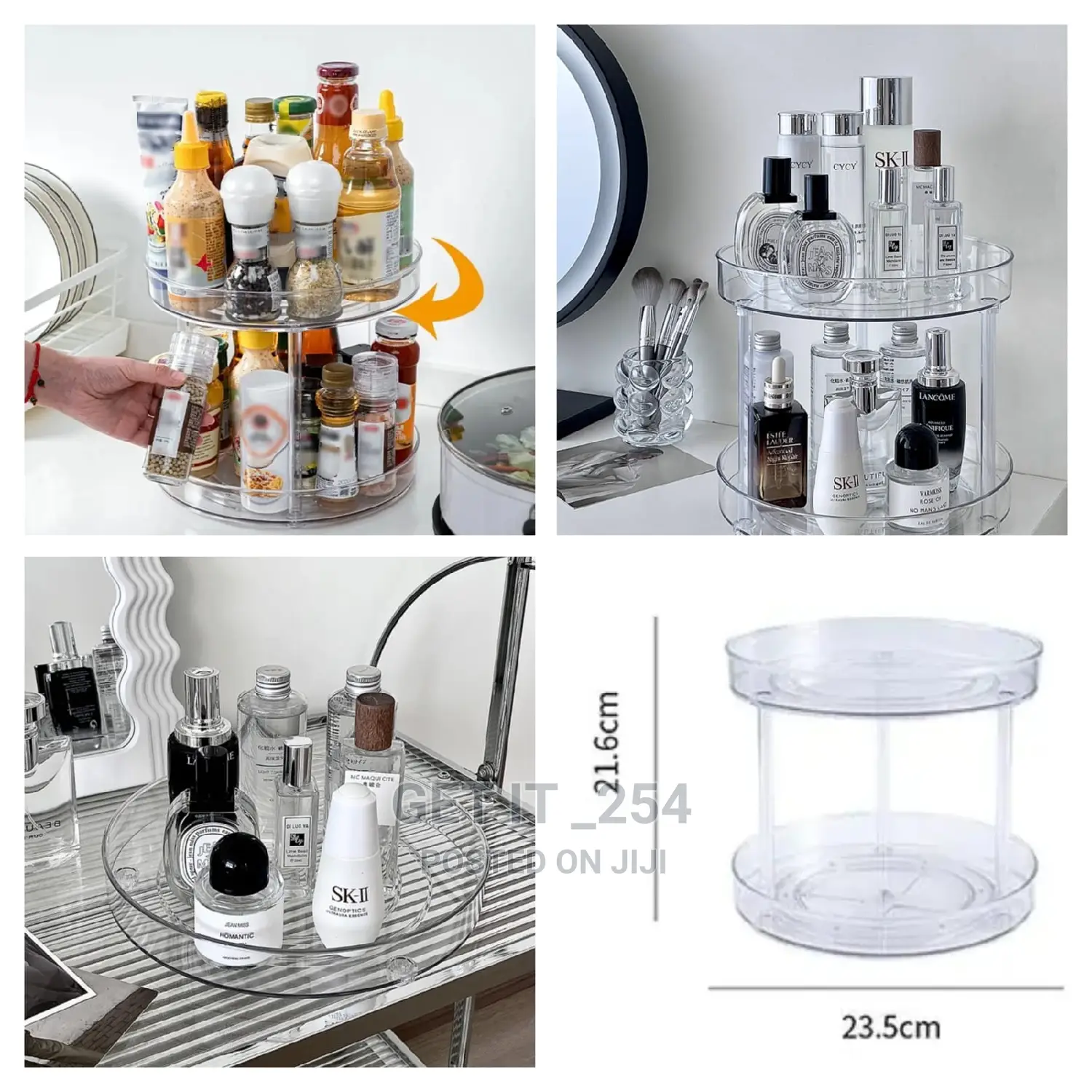 Two Layer 360 Rotation Cabinet Turntable Organizer