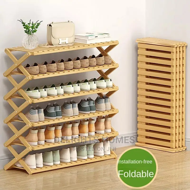 6-Tier Brown Bamboo Shoe Rack Stand