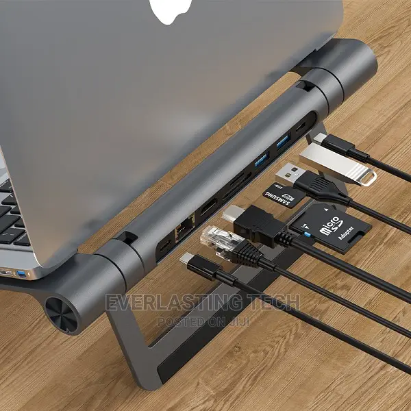 Promate Laptop Stand + Removable USB-C Hub